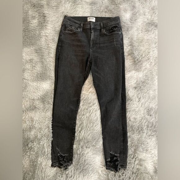 AGOLDE Size 29 Sophie Crop High Rise Black Denim Jeans in Temple - Picture 1 of 11